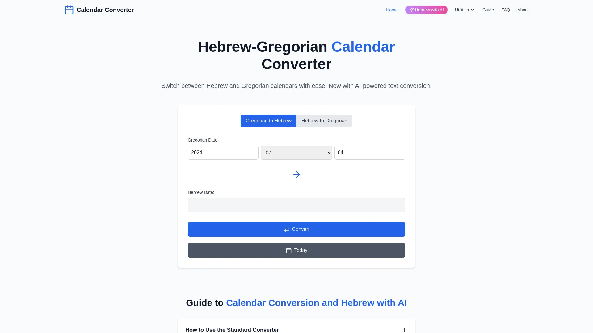 Hebrew Calendar with AI