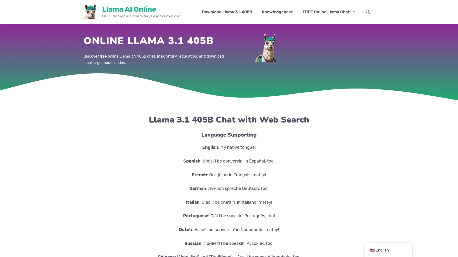 Online Llama 3.1 405B Chat
